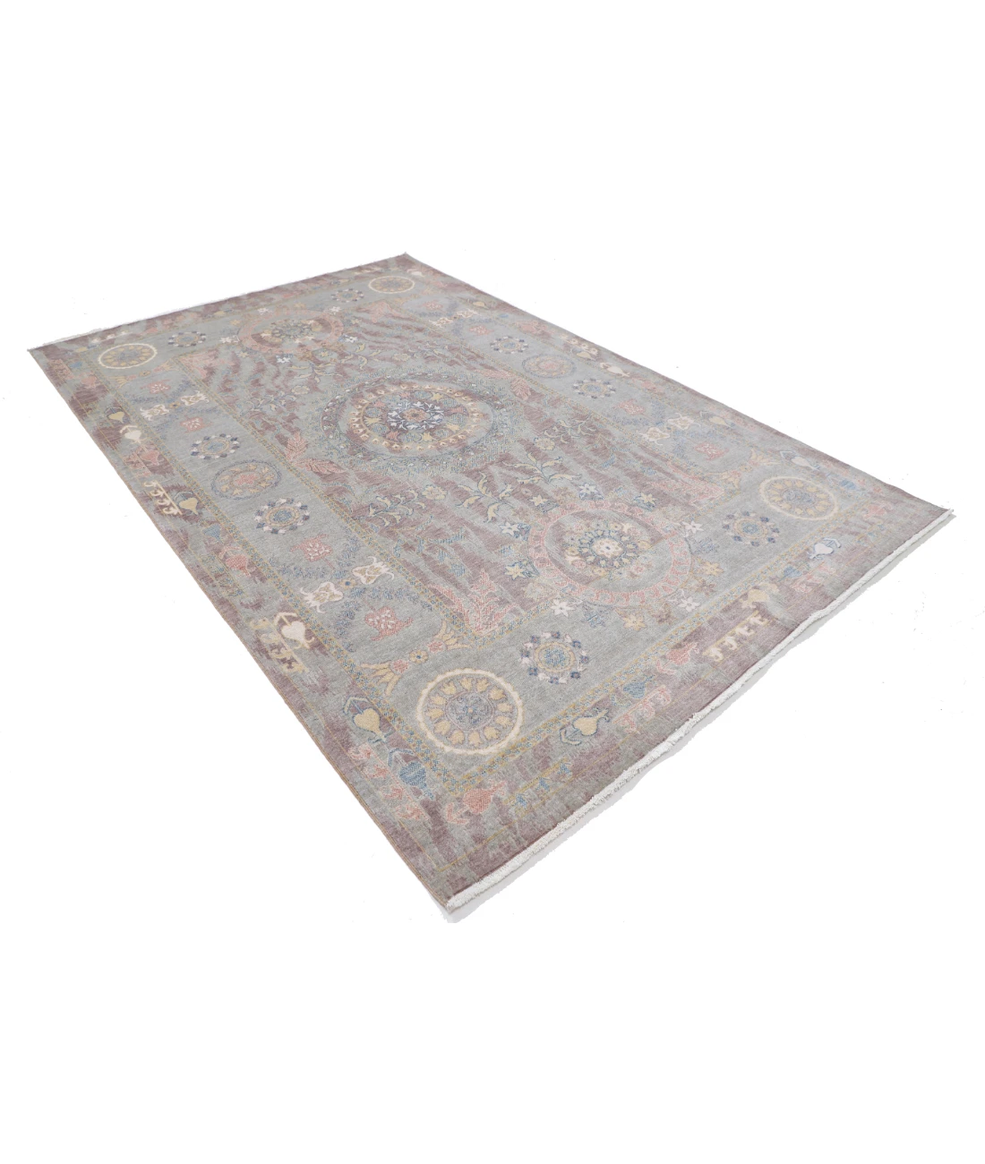 Power Loomed Ikat Wool Rug 6' 5" X 9' 11" 6' 5" X 9' 11" (196 X 302) / Brown / Blue