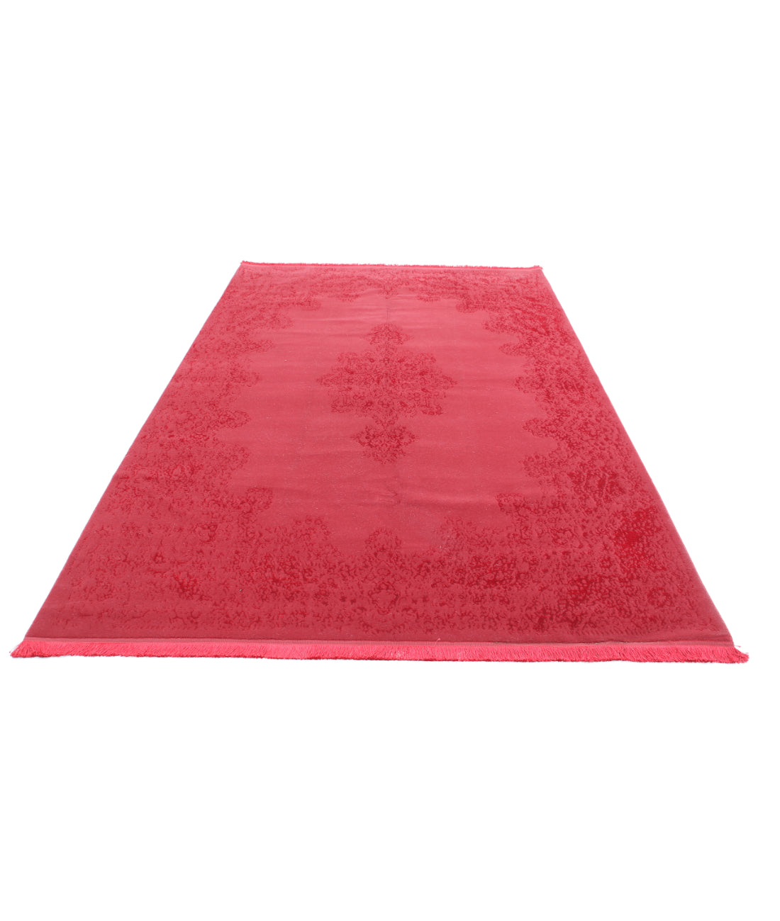 Vista 6'4'' X 9'9'' Power-Loomed Wool-Bamboo Silk Rug 6'4'' x 9'9'' (190 X 293) / Red / Red