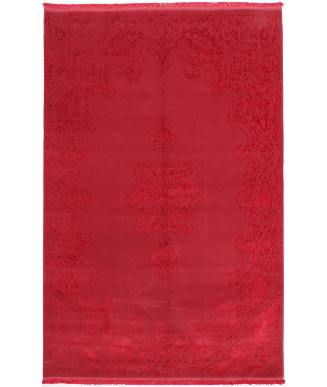 Vista 6'4'' X 9'9'' Power-Loomed Wool-Bamboo Silk Rug 6'4'' x 9'9'' (190 X 293) / Red / Red