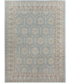 Hand Knotted Khotan Wool Rug - 8'10'' x 12'0'' 8' 10" X 12' 0" ( 269 X 366 ) / Blue / Ivory