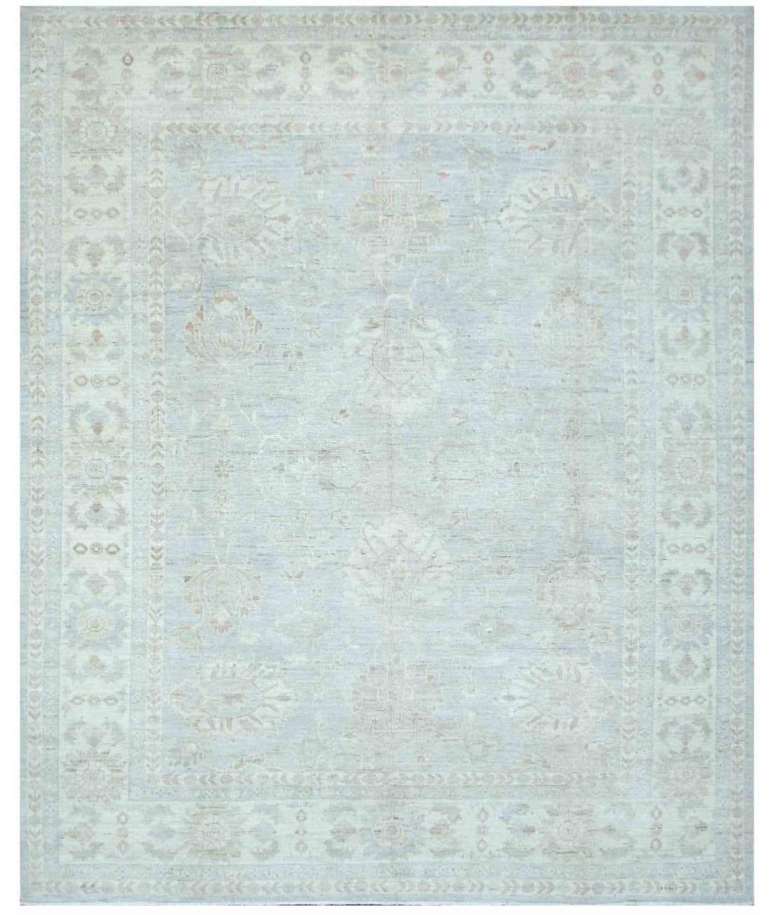 Hand Knotted Oushak Wool Rug - 9'8'' x 12'2'' 9' 8" X 12' 2" ( 295 X 371 ) / Grey / Ivory