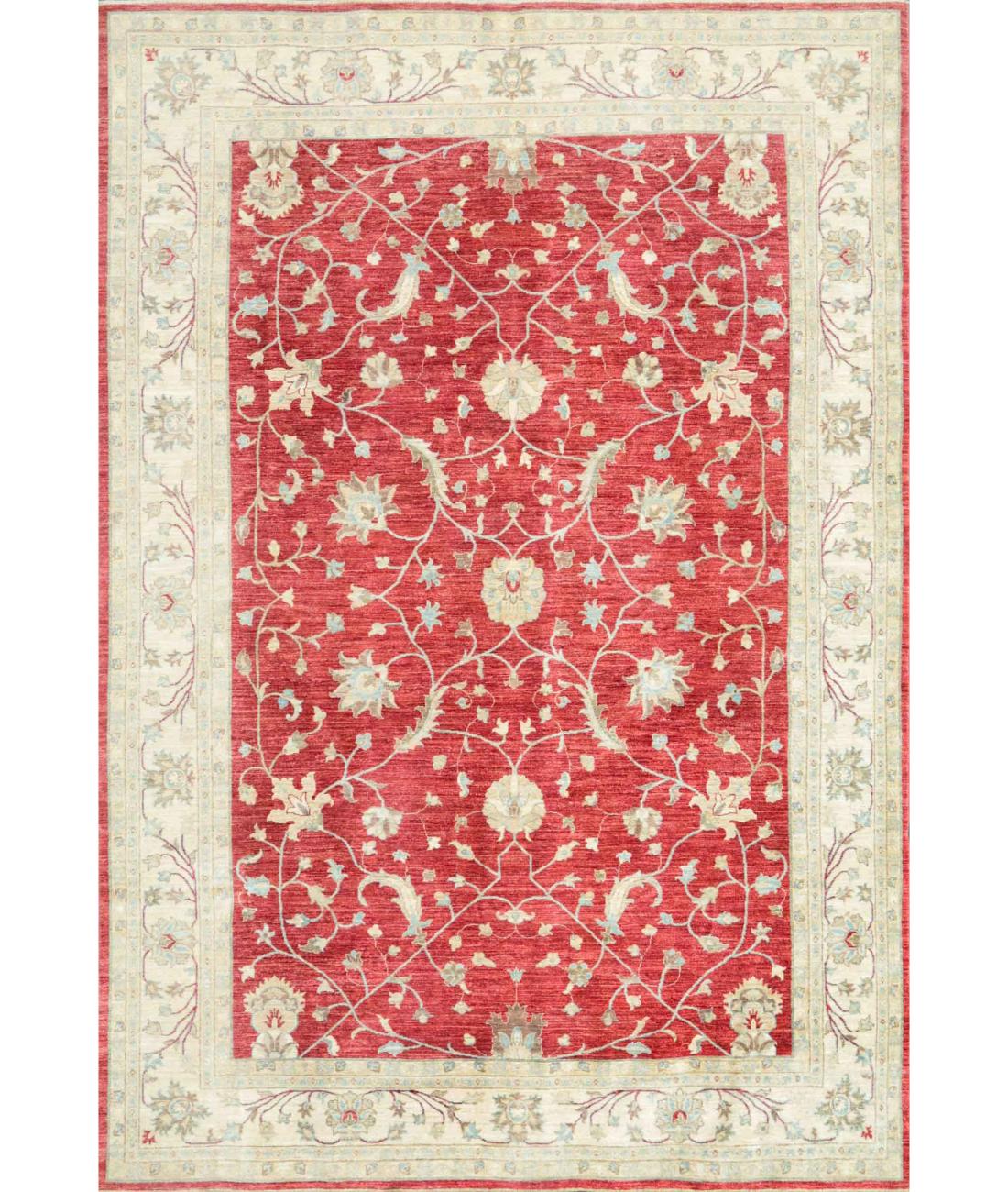 Hand Knotted Ziegler Sultanabad Wool Rug - 8'2'' x 11'3'' 8' 2" X 11' 3" ( 249 X 343 ) / Red / Ivory