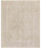 Hand Knotted Oushak Wool Rug - 8'0'' x 9'8'' 8' 0" X 9' 8" ( 244 X 295 ) / Green / Grey