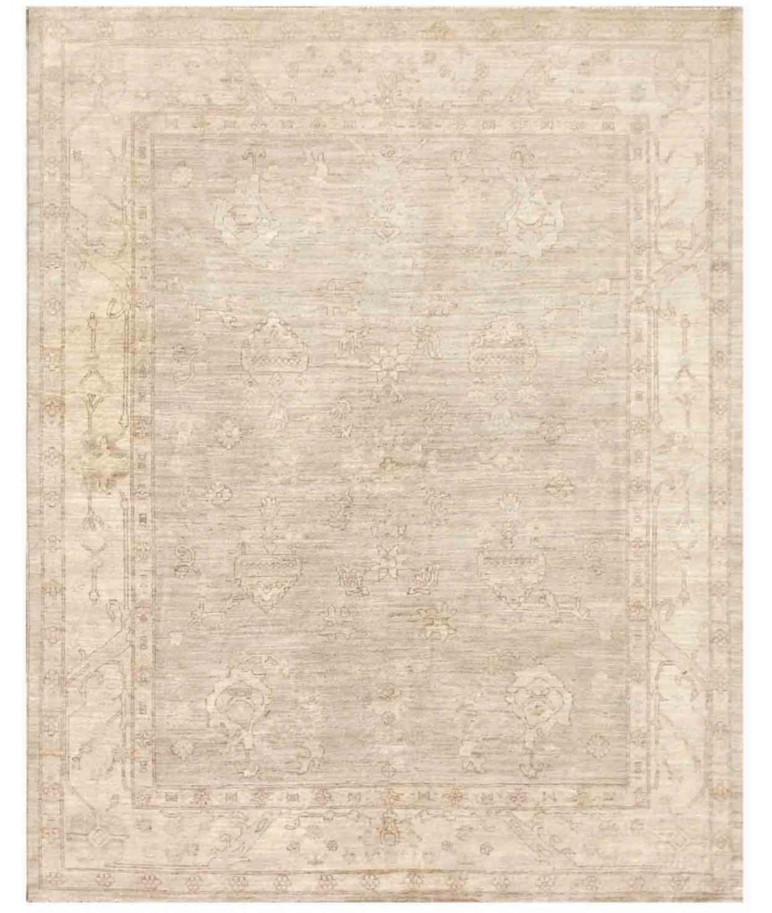 Hand Knotted Khotan Wool Rug - 8'0'' x 10'2'' 8' 0" X 10' 2" ( 244 X 310 ) / Grey / Ivory