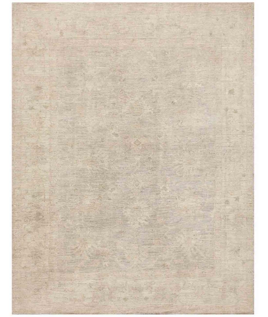 Hand Knotted Oushak Wool Rug - 9'0'' x 11'4'' 9' 0" X 11' 4" ( 274 X 345 ) / Grey / Ivory