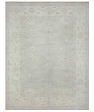 Hand Knotted Oushak Wool Rug - 10'0'' x 13'1'' 10' 0" X 13' 1" ( 305 X 399 ) / Grey / Ivory