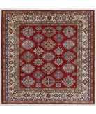 Hand Knotted Royal Kazak Wool Rug - 5'11'' x 6'0'' 5' 11" X 6' 0" ( 180 X 183 ) / Red / Ivory