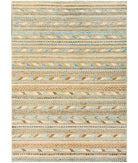 Hand Knotted Berjesta Wool Rug - 4'10'' x 6'8'' 4' 10" X 6' 8" ( 147 X 203 ) / Ivory / Blue