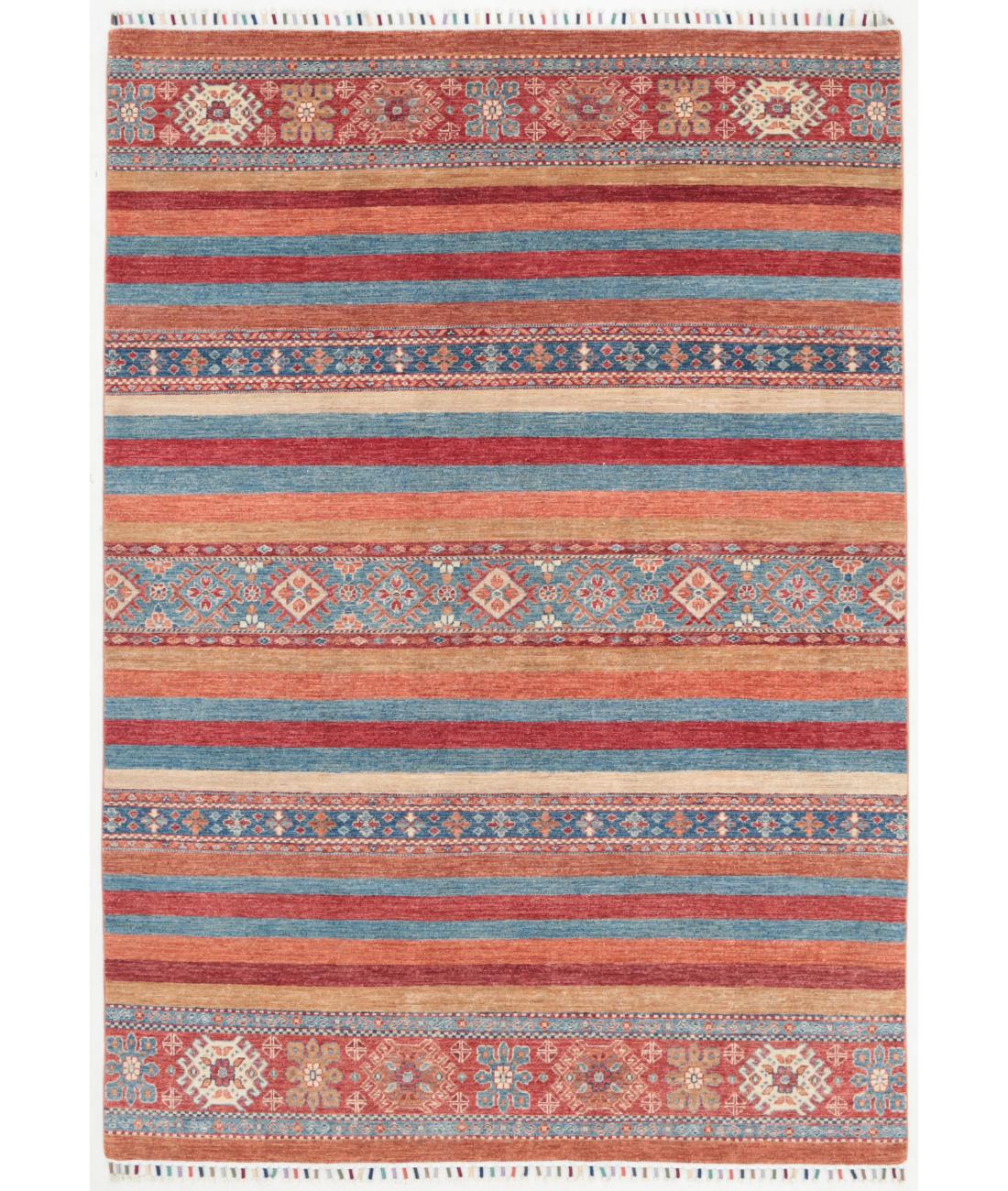 Hand Knotted Khurjeen Wool Rug - 5'7'' x 7'10'' 5' 7" X 7' 10" ( 170 X 239 ) / Multi / Blue