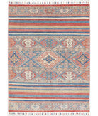 Hand Knotted Khurjeen Wool Rug - 4'2'' x 5'5'' 4' 2" X 5' 5" ( 127 X 165 ) / Multi / Multi