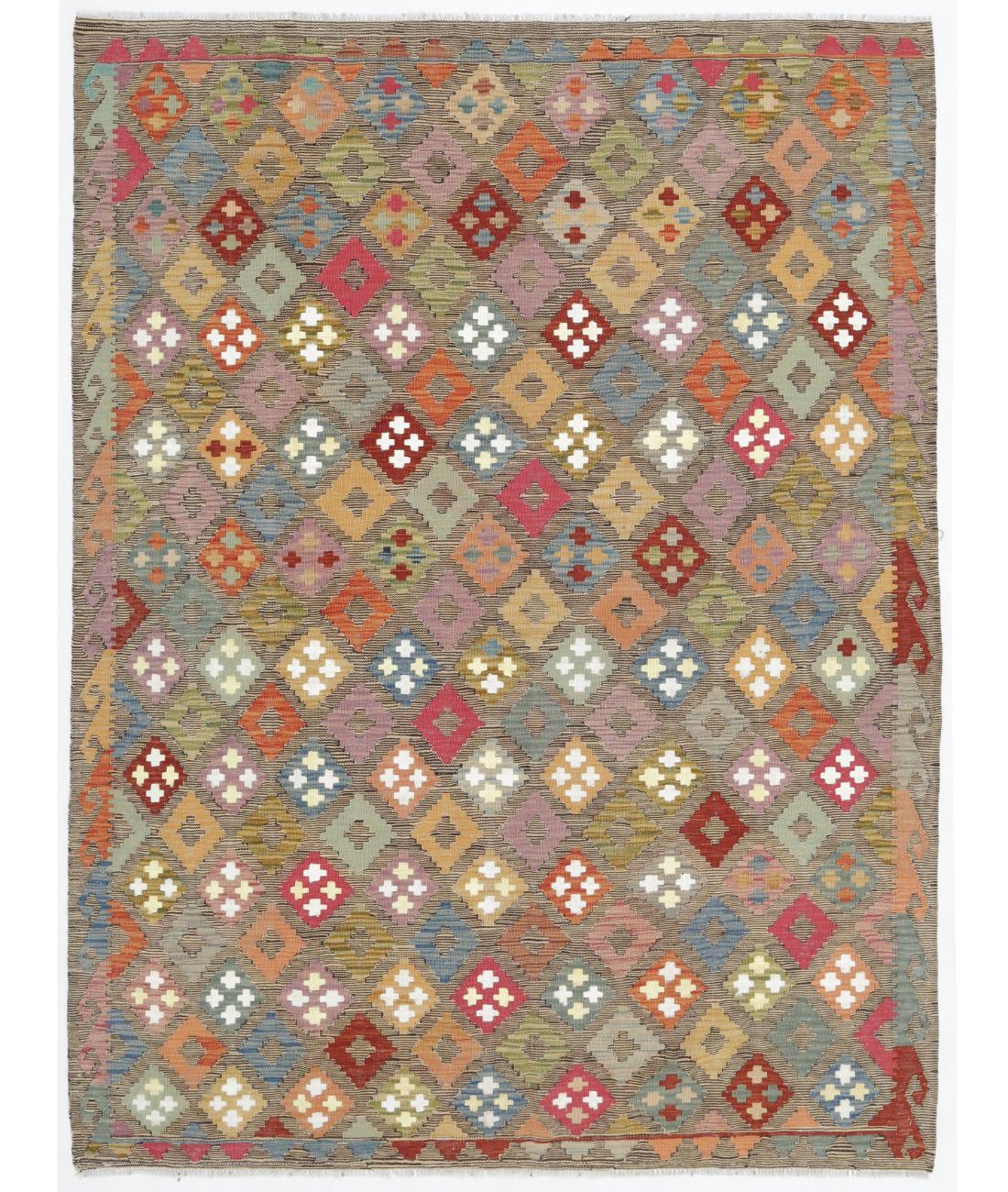 Hand Woven Natural Kilim Wool Kilim Rug - 6'4'' x 8'2'' 6' 4" X 8' 2" ( 193 X 249 ) / Multi / Multi