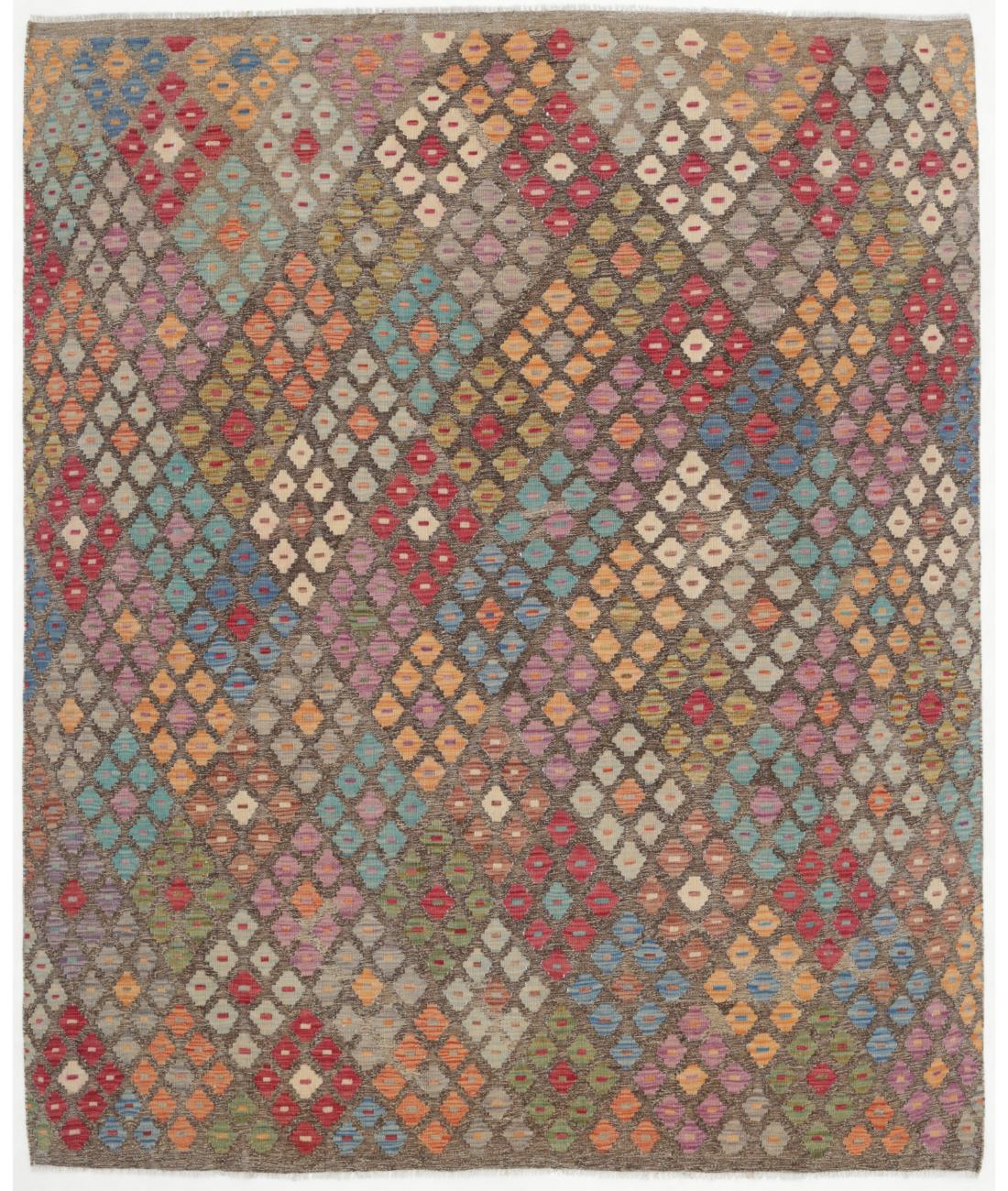 Hand Woven Natural Kilim Wool Kilim Rug - 6'6'' x 7'10'' 6' 6" X 7' 10" ( 198 X 239 ) / Multi / Multi