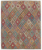 Hand Woven Natural Kilim Wool Kilim Rug - 6'6'' x 7'10'' 6' 6" X 7' 10" ( 198 X 239 ) / Multi / Multi