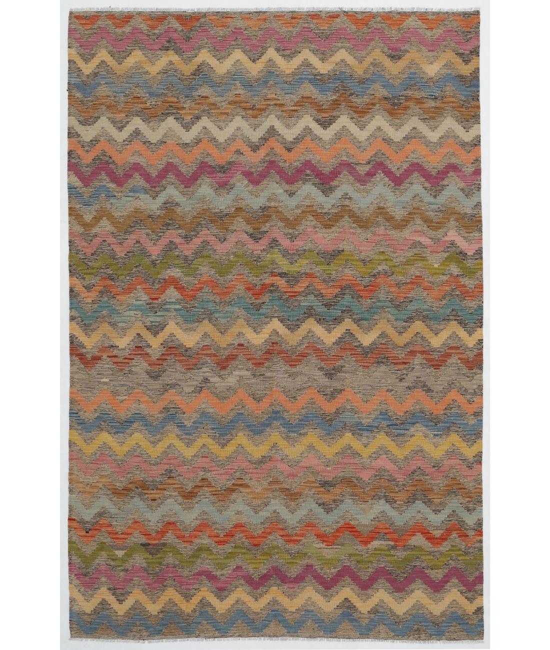 Hand Woven Natural Kilim Wool Kilim Rug - 6'5'' x 9'10'' 6' 5" X 9' 10" ( 196 X 300 ) / Multi / Multi