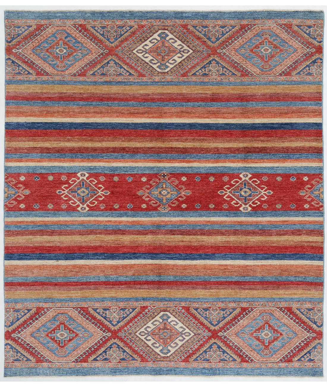 Hand Knotted Khurjeen Wool Rug - 6'10'' x 7'10'' 6' 10" X 7' 10" ( 208 X 239 ) / Multi / Multi