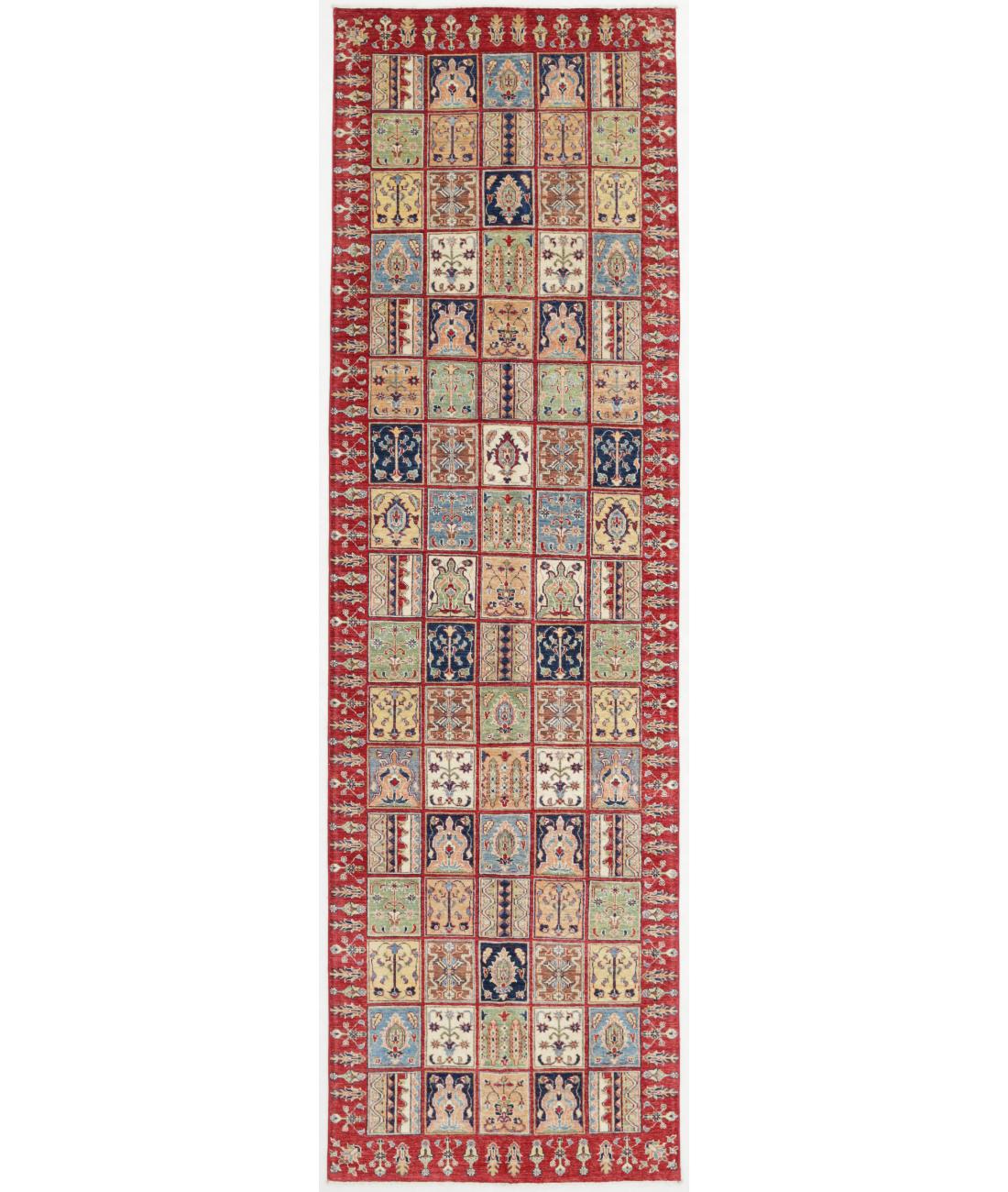 Hand Knotted Bakhtiari Wool Rug - 4'0'' x 14'0'' 4' 0" X 14' 0" ( 122 X 427 ) / Multi / Red