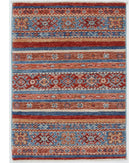 Hand Knotted Khurjeen Wool Rug - 2'0'' x 2'9'' 2' 0" X 2' 9" ( 61 X 84 ) / Multi / Blue