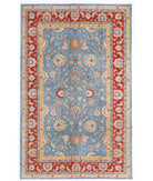 Hand Knotted Ziegler Farhan Wool Rug - 6'5'' x 10'3'' 6' 5" X 10' 3" ( 196 X 312 ) / Blue / Red