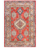 Hand Knotted Royal Kazak Wool Rug - 5'6'' x 7'9'' 5' 6" X 7' 9" ( 168 X 236 ) / Red / Ivory