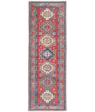 Hand Knotted Royal Kazak Wool Rug - 2'7'' x 7'9'' 2' 7" X 7' 9" ( 79 X 236 ) / Red / Ivory