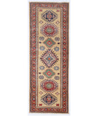 Hand Knotted Royal Kazak Wool Rug - 2'4'' x 6'8'' 2' 4" X 6' 8" ( 71 X 203 ) / Gold / Red