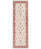 Hand Knotted Ziegler Farhan Wool Rug - 3'4'' x 9'8'' 3' 4" X 9' 8" ( 102 X 295 ) / Ivory / Red