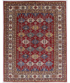 Hand Knotted Royal Kazak Wool Rug - 5'8'' x 7'5'' 5' 8" X 7' 5" ( 173 X 226 ) / Red / Ivory