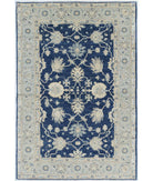 Hand Knotted Ziegler Farhan Wool Rug - 4'2'' x 6'3'' 4' 2" X 6' 3" ( 127 X 191 ) / Blue / Blue