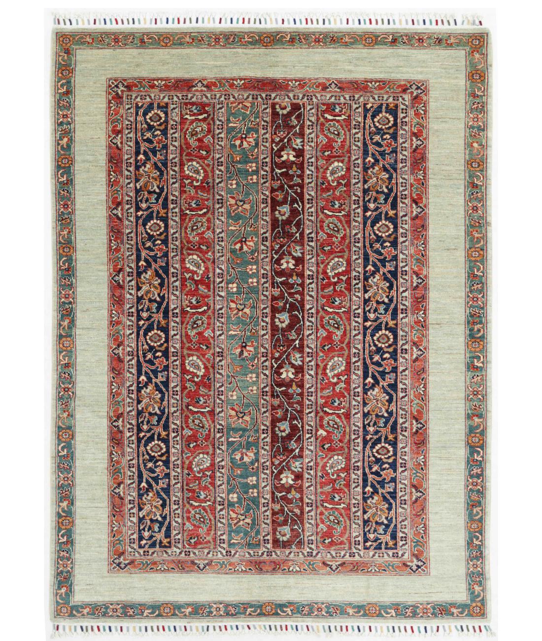 Hand Knotted Shaal Wool Rug - 5'9'' x 7'9'' 5' 9" X 7' 9" ( 175 X 236 ) / Multi / Grey