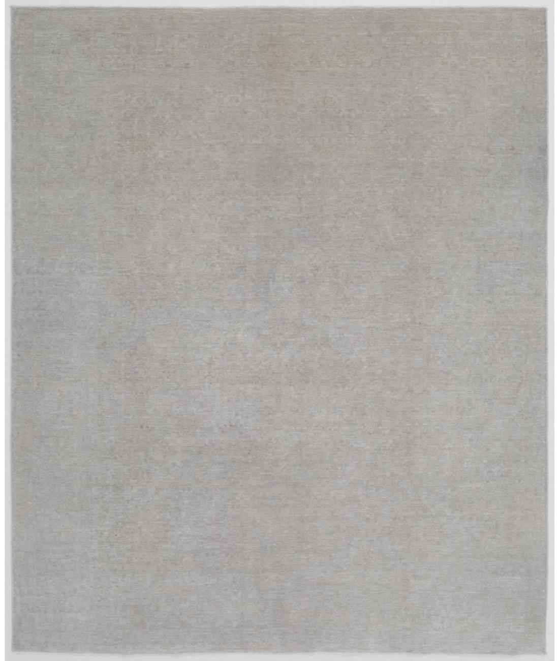 Hand Knotted Overdye Wool Rug - 7'9'' x 9'4'' 7' 9" X 9' 4" ( 236 X 284 ) / Grey / Grey