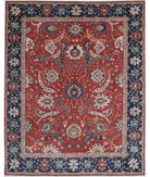 Hand Knotted Ziegler Farhan Wool Rug - 8'11'' x 11'5'' 8' 11" X 11' 5" ( 272 X 348 ) / Red / Blue