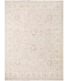 Hand Knotted Oushak Wool Rug - 8'10'' x 11'10'' 8' 10" X 11' 10" ( 269 X 361 ) / Ivory / Taupe