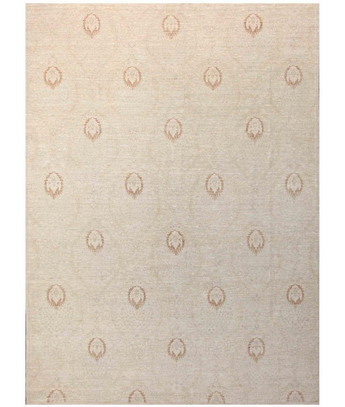 Hand Knotted Fine Artemix Wool Rug - 8'8'' x 11'11'' 8' 8" X 11' 11" ( 264 X 363 ) / Ivory / Taupe