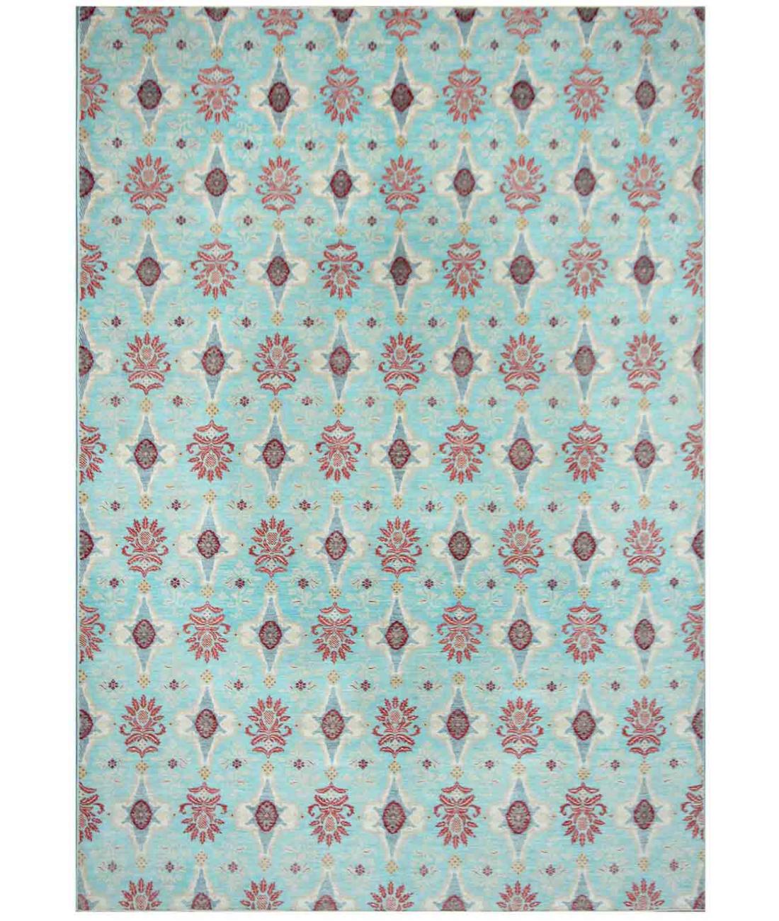 Hand Knotted Art & Craft Wool Rug - 10'0'' x 14'4'' 10' 0" X 14' 4" ( 305 X 437 ) / Teal / Red