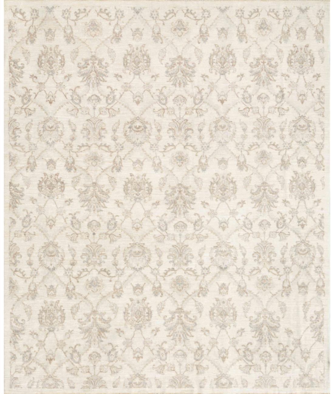Hand Knotted Artemix Wool Rug - 7'11'' x 9'6'' 7' 11" X 9' 6" ( 241 X 290 ) / Ivory / Brown