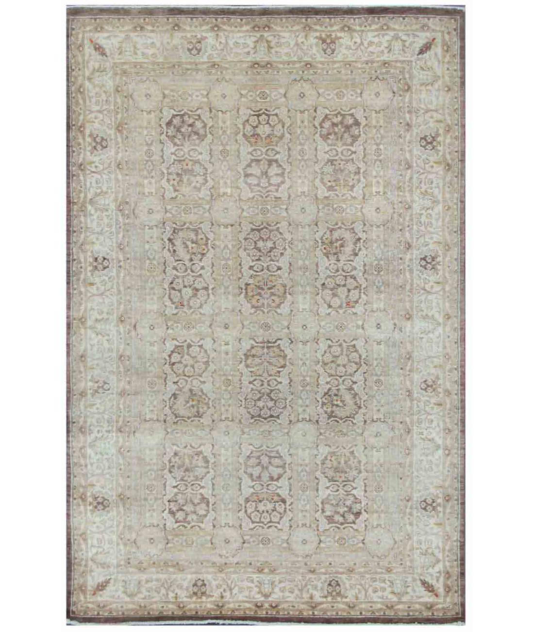 Hand Knotted Oushak Wool Rug - 10'3'' x 13'11'' 10' 3" X 13' 11" ( 312 X 424 ) / Brown / Ivory