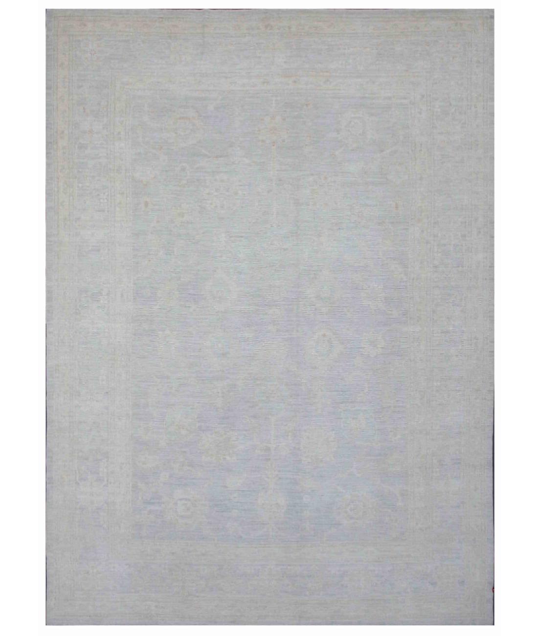 Hand Knotted Oushak Wool Rug - 9'11'' x 13'9'' 9' 11" X 13' 9" ( 302 X 419 ) / Grey / Grey