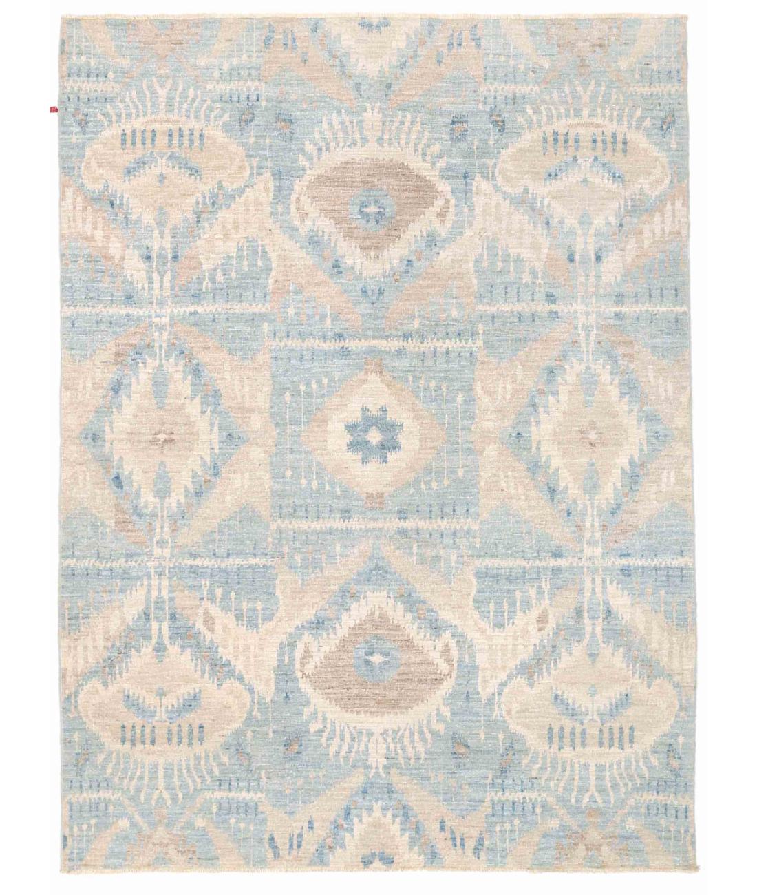 Hand Knotted Artemix Wool Rug - 4'11'' x 6'6'' 4' 11" X 6' 6" ( 150 X 198 ) / Blue / Ivory