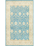 Hand Knotted Tribal Kazak Wool Rug - 8'11'' x 12'3'' 8' 11" X 12' 3" ( 272 X 373 ) / Blue / Ivory