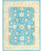 Hand Knotted Tribal Kazak Wool Rug - 8'11'' x 11'9'' 8' 11" X 11' 9" ( 272 X 358 ) / Blue / Ivory