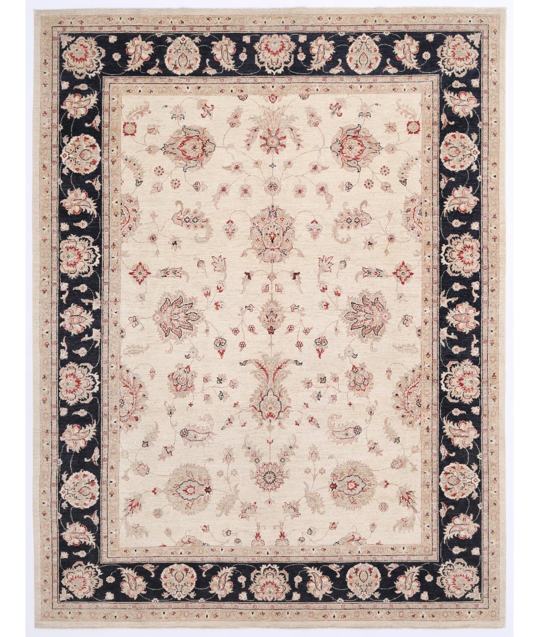 Hand Knotted Ziegler Farhan Wool Rug - 8'1'' x 10'7'' 8' 1" X 10' 7" ( 246 X 323 ) / Ivory / Black