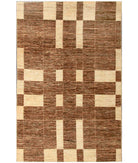 Hand Knotted Modcar Wool Rug - 5'9'' x 8'10'' 5' 9" X 8' 10" ( 175 X 269 ) / Brown / Beige