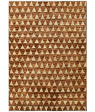 Hand Knotted Modcar Wool Rug - 5'6'' x 7'9'' 5' 6" X 7' 9" ( 168 X 236 ) / Brown / Ivory