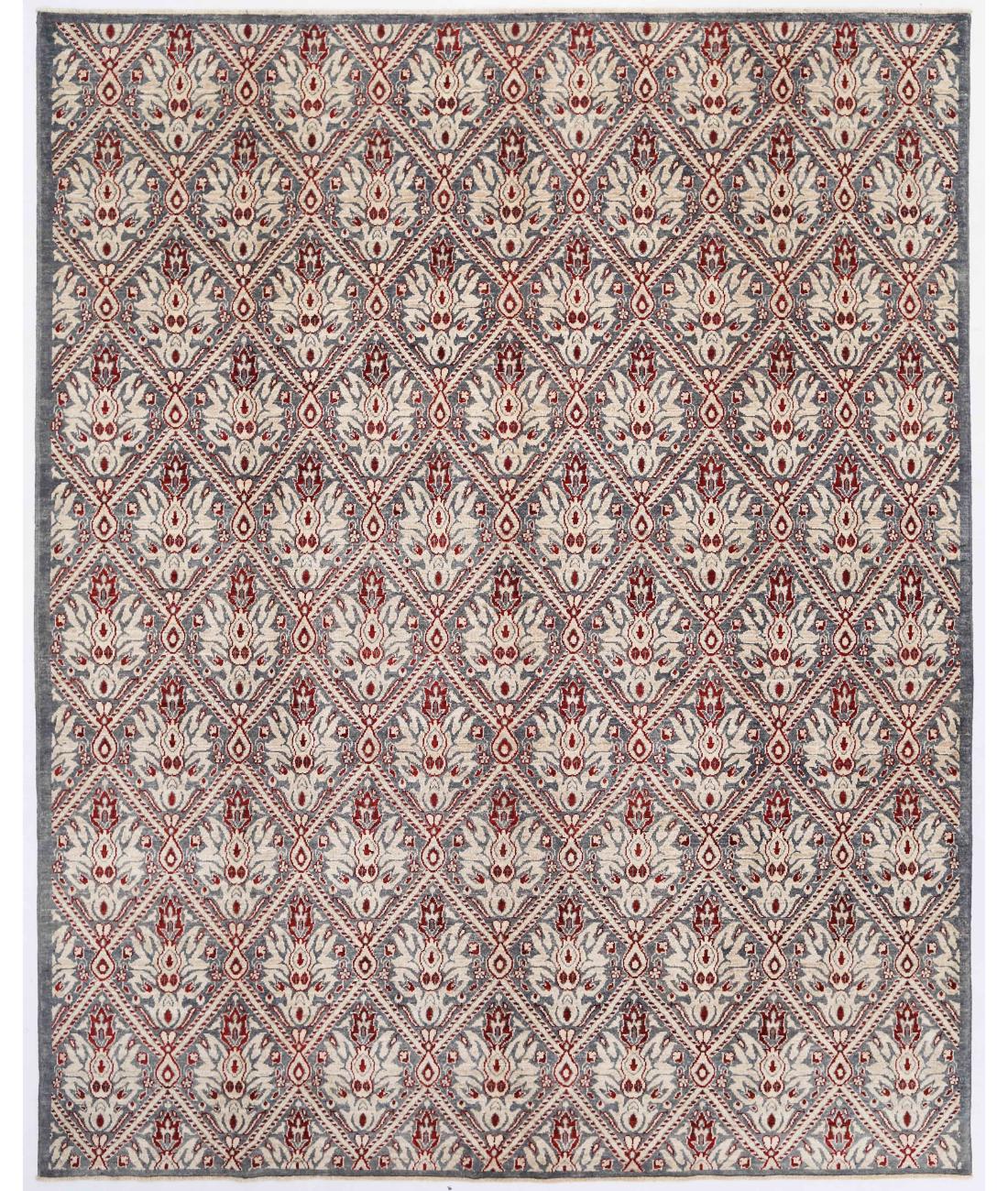 Hand Knotted Artemix Wool Rug - 7'11'' x 9'9'' 7' 11" X 9' 9" ( 241 X 297 ) / Grey / Ivory