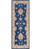 Hand Knotted Ziegler Farhan Wool Rug - 2'7'' x 7'0'' 2' 7" X 7' 0" ( 79 X 213 ) / Blue / Ivory