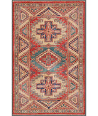 Hand Knotted Royal Kazak Wool Rug - 3'1'' x 4'9'' 3' 1" X 4' 9" ( 94 X 145 ) / Red / Ivory