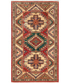 Hand Knotted Royal Kazak Wool Rug - 2'11'' x 4'11'' 2' 11" X 4' 11" ( 89 X 150 ) / Red / Beige