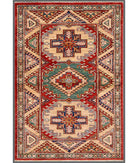 Hand Knotted Royal Kazak Wool Rug - 3'0'' x 4'6'' 3' 0" X 4' 6" ( 91 X 137 ) / Red / Beige