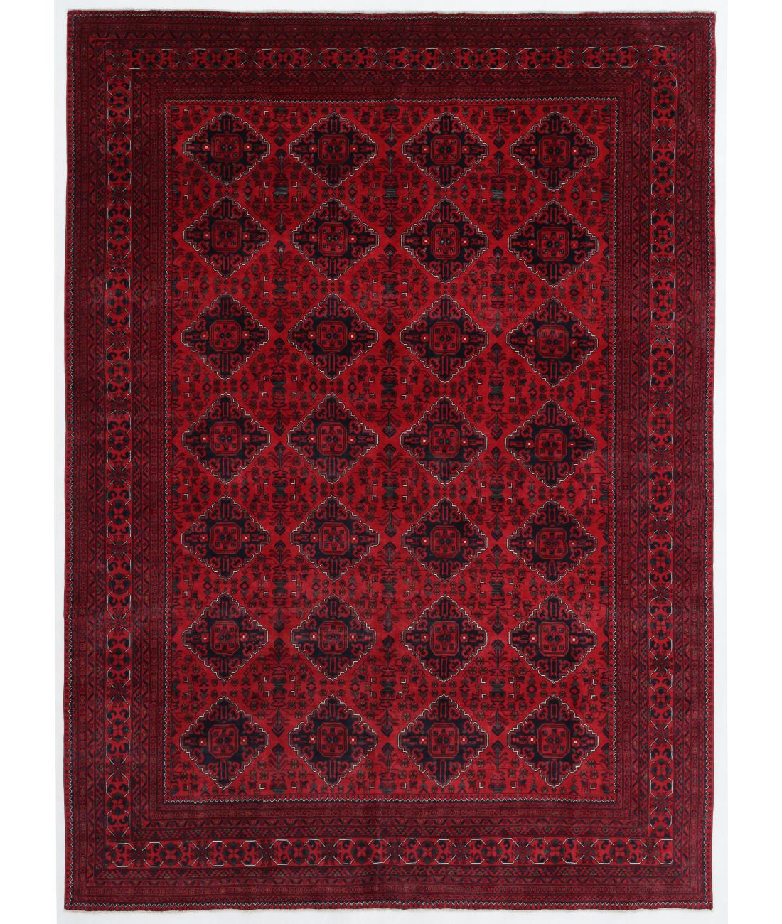 Hand Knotted Afghan Khamyab Wool Rug - 8'2'' x 11'3'' 8' 2" X 11' 3" ( 249 X 343 ) / Red / Red