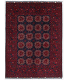 Hand Knotted Afghan Khamyab Wool Rug - 4'11'' x 6'6'' 4' 11" X 6' 6" ( 150 X 198 ) / Blue / Red